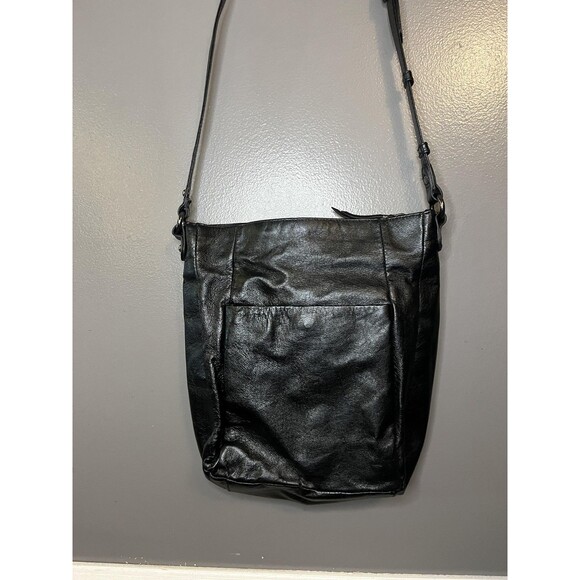 Elliott Lucca Crossbody Bag Womens Black Leather Magdalena Woven Turn Lock - Picture 5 of 13